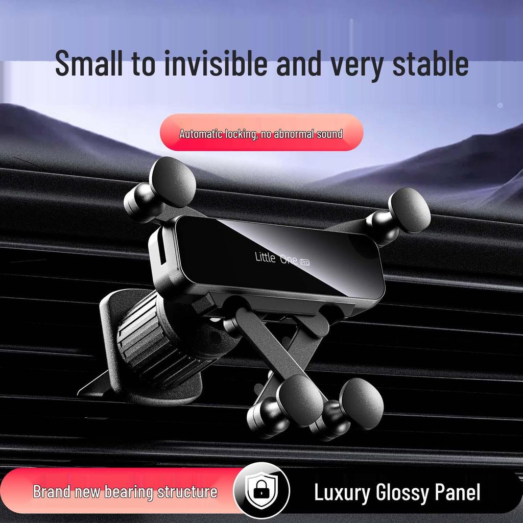 Universal Car Phone Holder with Air Vent Gravity Linkage and Dashboard Suction Cup