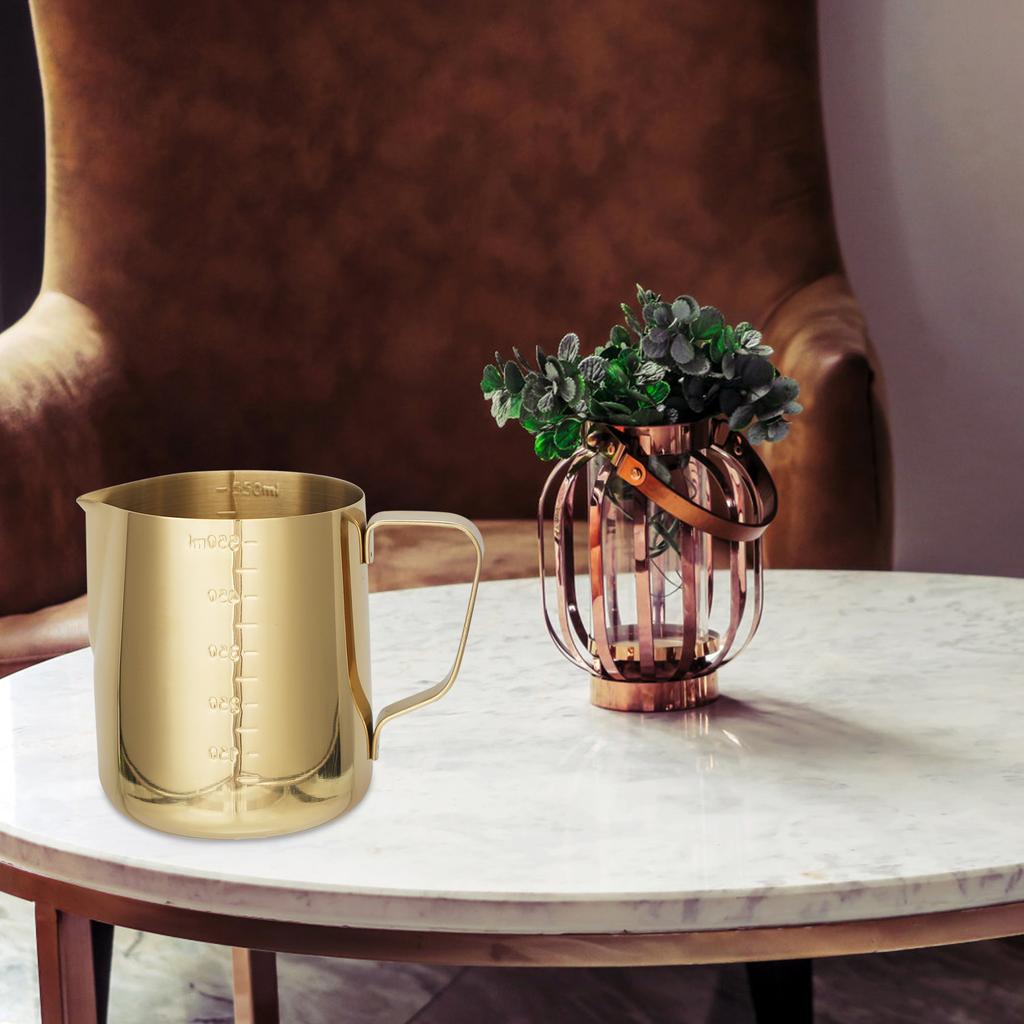 1Pc Golden Thickened Stainless Steel Measured Milk Frothing Pitcher Latte Art Cup Coffee Steaming Mug Frother Steamer Cappuccino
