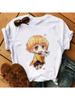 Wounisex Harajuku Aesthetic White Tshirt Japan Female T Shirt Kimetsu Graphic Print T-Shirt