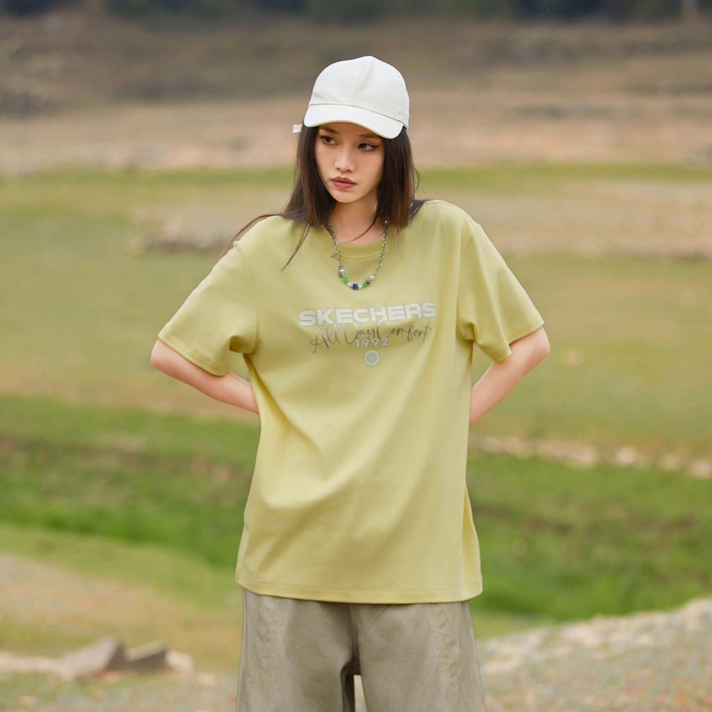 Skechers Elegant Diamond Collection T Shirt Unisex Light Gray Yellow L225U168-066C