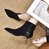 Pointed Thin Heel Fashion Boots Women's Sheepskin Thin Small Short Boots Rear Zipper High Heel Women's Boots