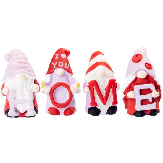 4Pcs Mini Gnome Ornaments Resin Tiny Home Gnomes Collectibles Miniature Gnome Figurines for DIY Craft Fairy Garden Party Favors Supplies