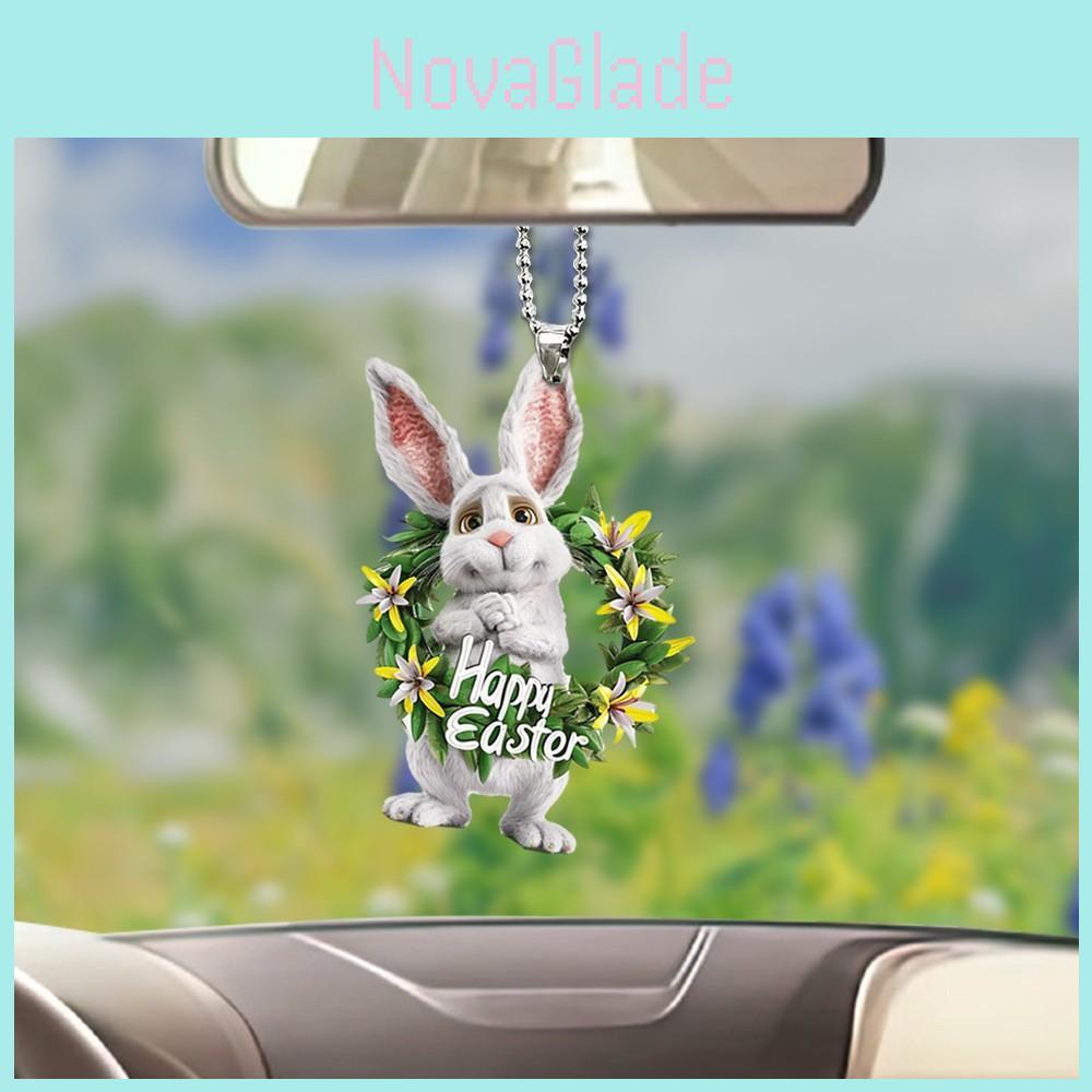 Ornamento Pendente de Coelho da Páscoa de Acrílico Colorido Decoração de Carro de Desenho Animado Fofo Para Casa