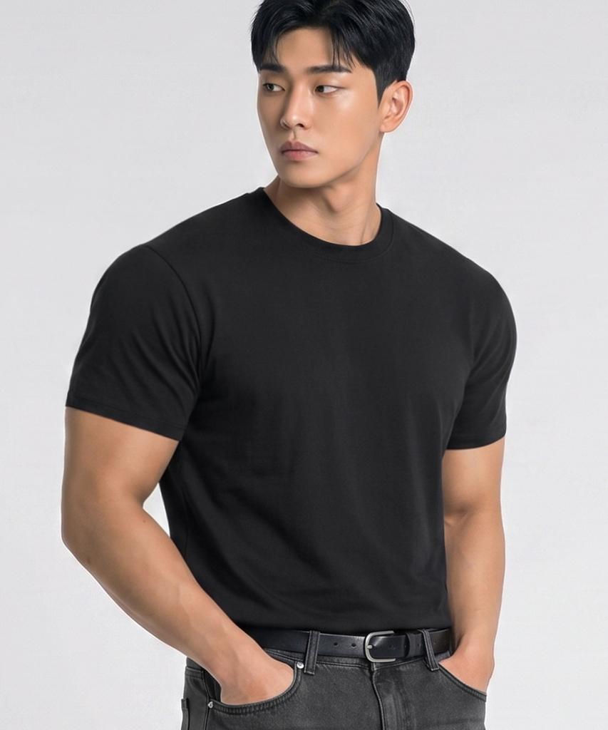 Eopeuleswi [2Pack] Soft Plain Muscle Fit Half Sleeve 2 Colors