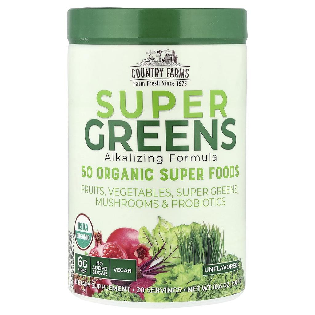 Super Greens, Alkalizing Formula, Unflavored, 300G (10.6Oz)