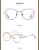 Women's Retro Polygonal Anti-Blue Light Eyeglass Frames, Semi-Titanium, Prescription Compatible 3931