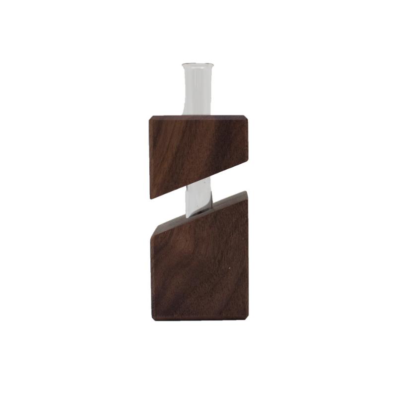 Solid Wood Hydroponic Green Plant Flower Vase Desktop Ornaments Glass Wall-mounted Vase Decorative Ornaments