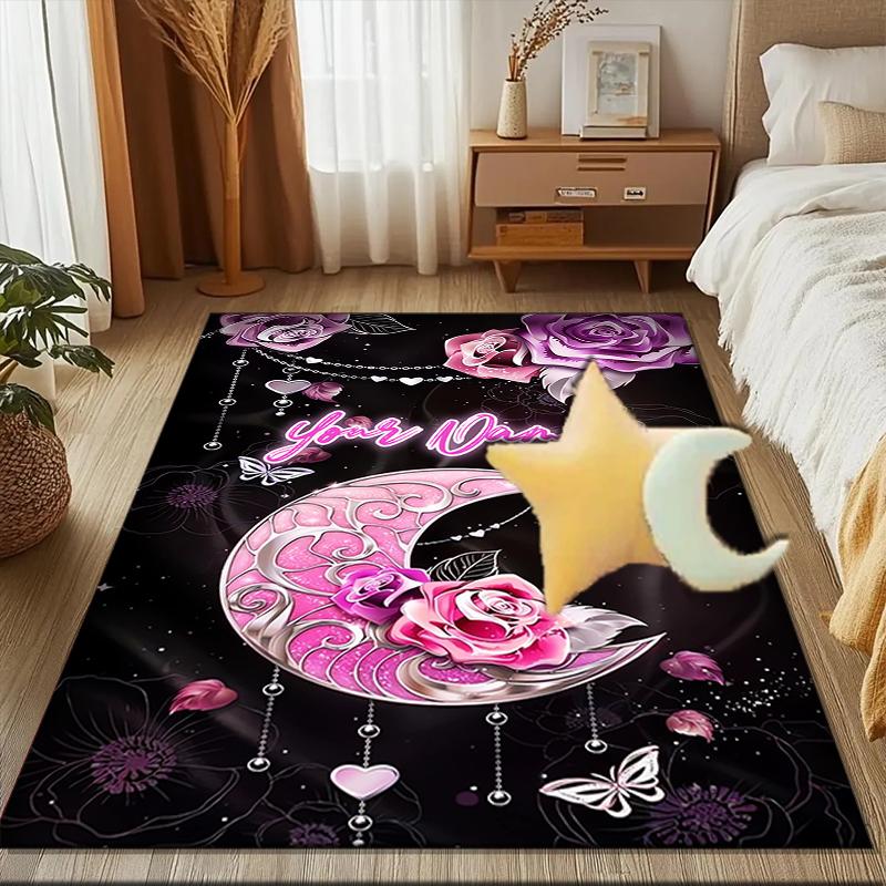 1PC Custom Name Moonlit Fantasy Garden Theme Floor Mat Ideal for Living Room, Game Rooms, Office, Bedroom Floor Mat Design