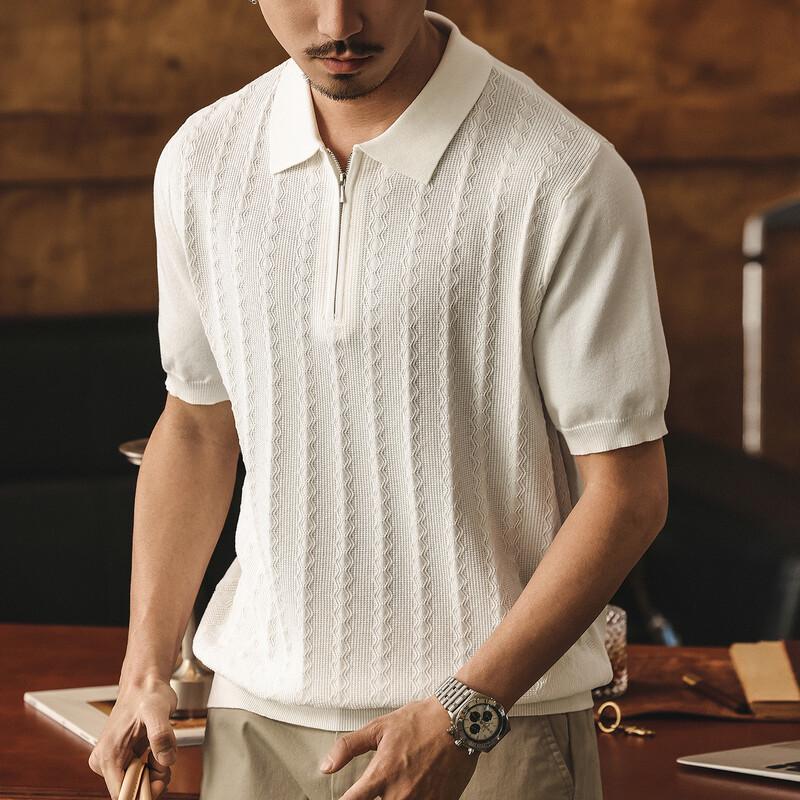 

Jie Lei Nuo Men s Premium Jacquard Half-Zip Knit Polo Shirt 3XL