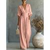 Women Spring Summer New V-neck Waist Slim Elegant Jumpsuit