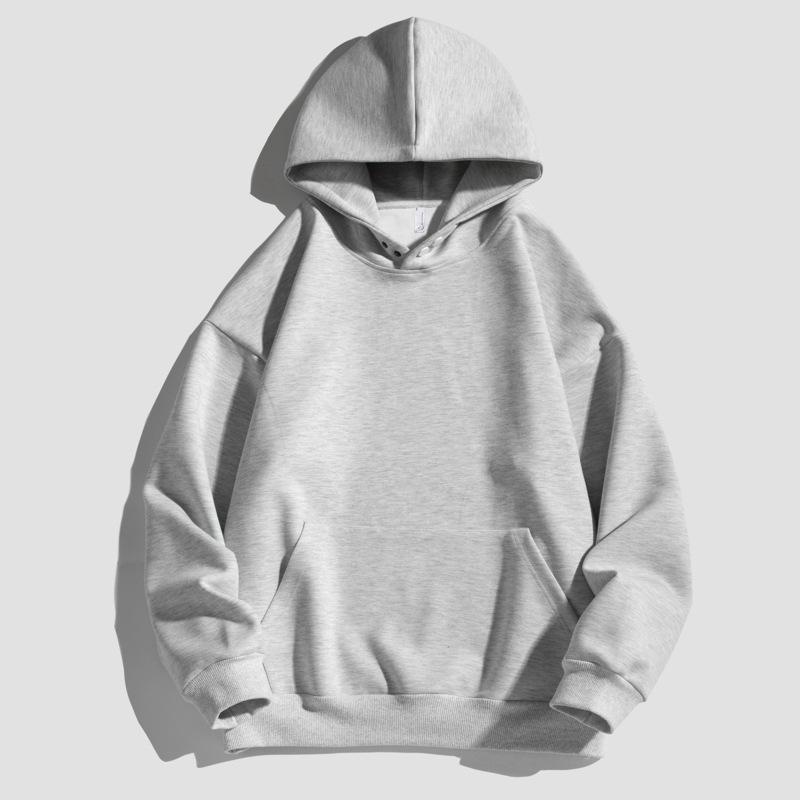

Men s 400G Heavy Solid Color Hoodie Fashion Shoulder Top Loose Casual Hoodie Coat