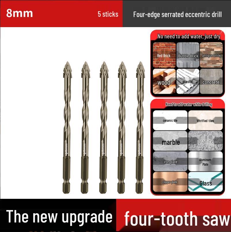 Verbesserter 4-Klingen-Exzenterbohrer für Porzellan, Fliesen, Glas, Marmor, Beton und Edelstahl