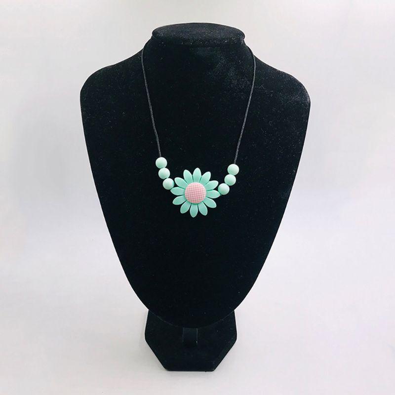 Sunflower Baby Teether Necklace Silicone Pendant Beads Teething Nursing Toys