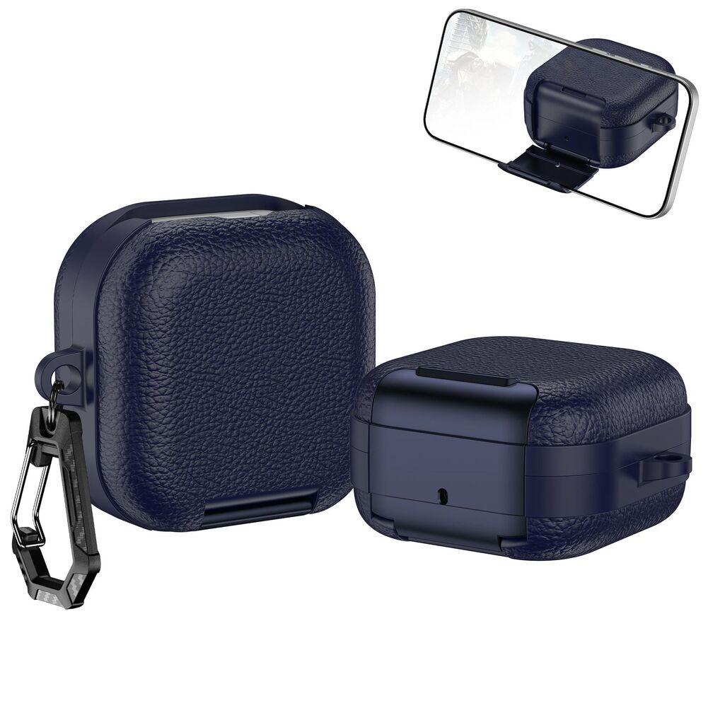 1 Pcs Protective Cover With Secure Lock & Stand For Samsung Galaxy-Buds 4/4pro Earphone Cover Leather Frame Protective Case