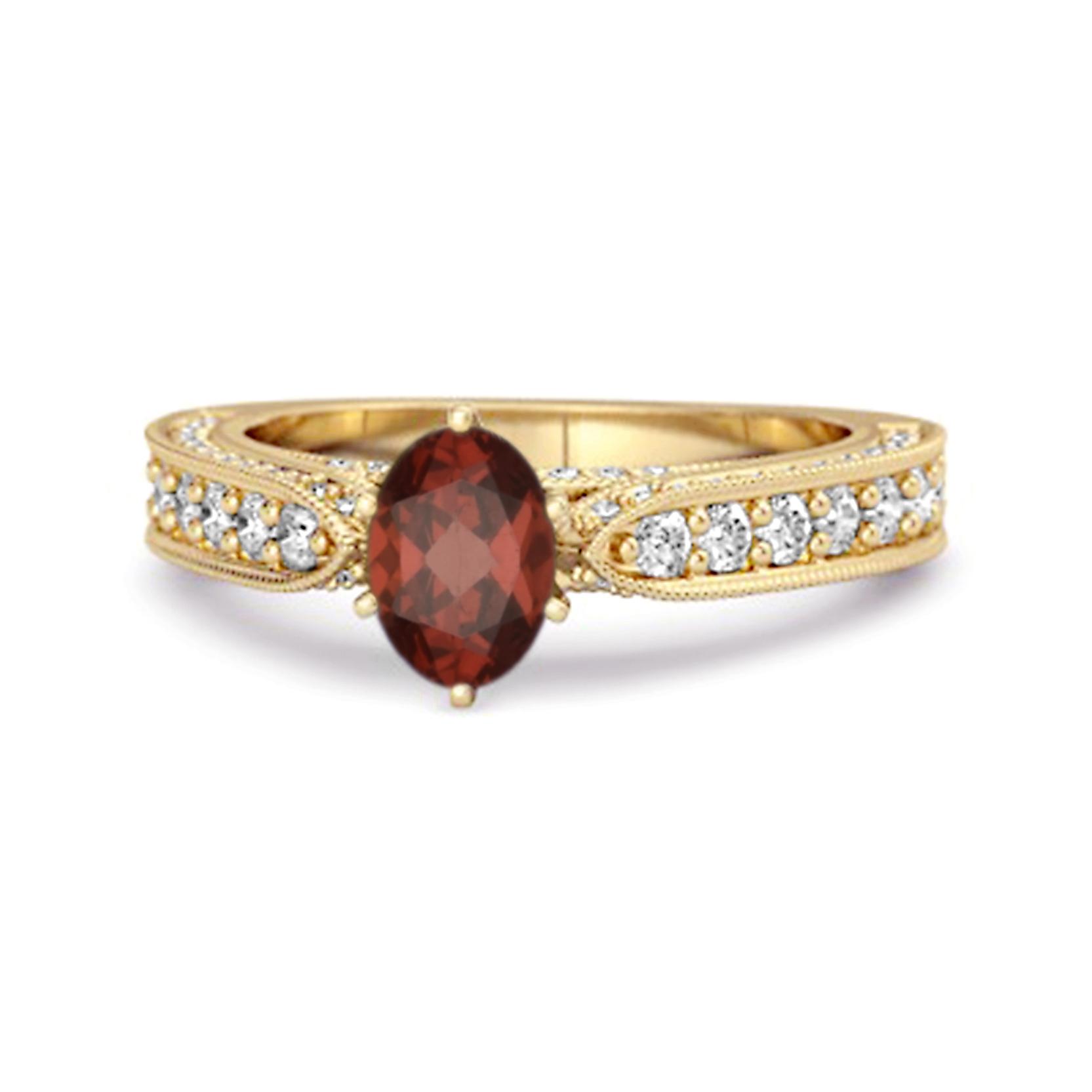 Garnet Tapered Five Stone Ring - 925 Sterling Silver Gold Vermeil 10 жёлтый