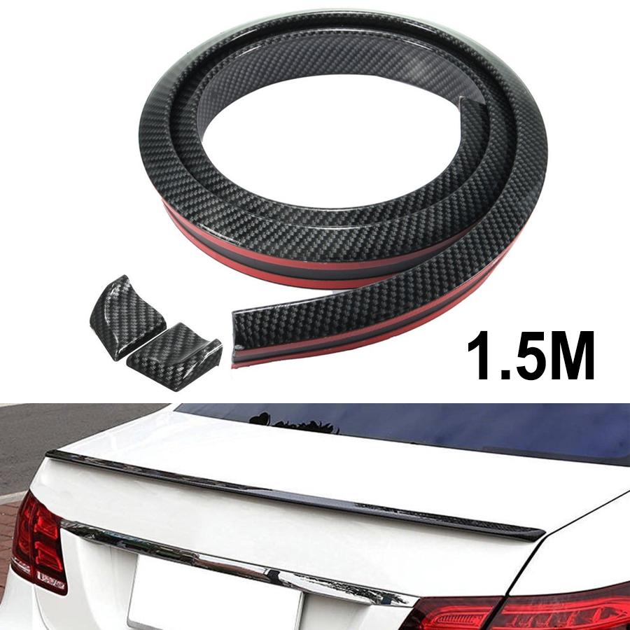 1.5 M Car Tail Carbon Fiber Spoiler Rubber Body Kit Trim Sticker Universal