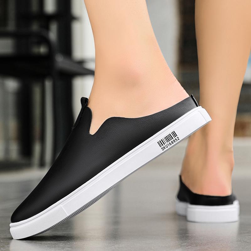 Summer Men's Half Slippers Comfortable and Lightweight Design Black and White Casual Outdoor Shoes Classic Board Shoes Slip On