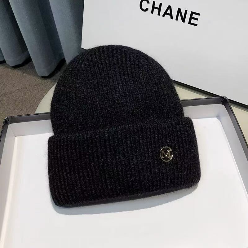 Hat Men's Winter Windproof, Cold-proof and Warm Wool Knitted Hat Super Thick Thickened Piled Headhat Big Head Circumference