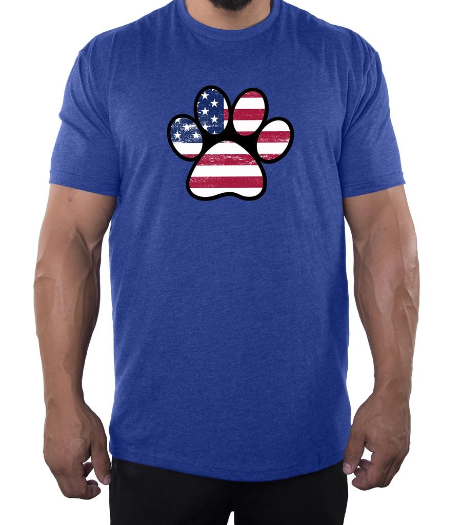 Paw Print with American Flag, Men's Patriotic Shrits, Graphic Tees