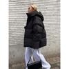 2025 Winter Women's Cotton Coat European American New Style Loose Puffer Jacket Solid Color Hooded Outerwear