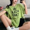 Fashion Asymmetrical Split Pullovers Women's Clothing Short Sleeve Korean Loose Spliced Summer Casual Letter Printed T-shirt New
