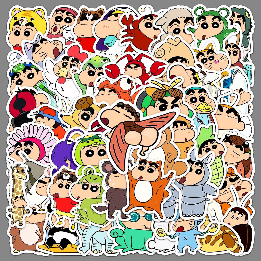 50 Crayon Shin-chan Dress-up Stickers: Cute, Funny, Waterproof Anime Decorations for Phone Cases and Planners.
