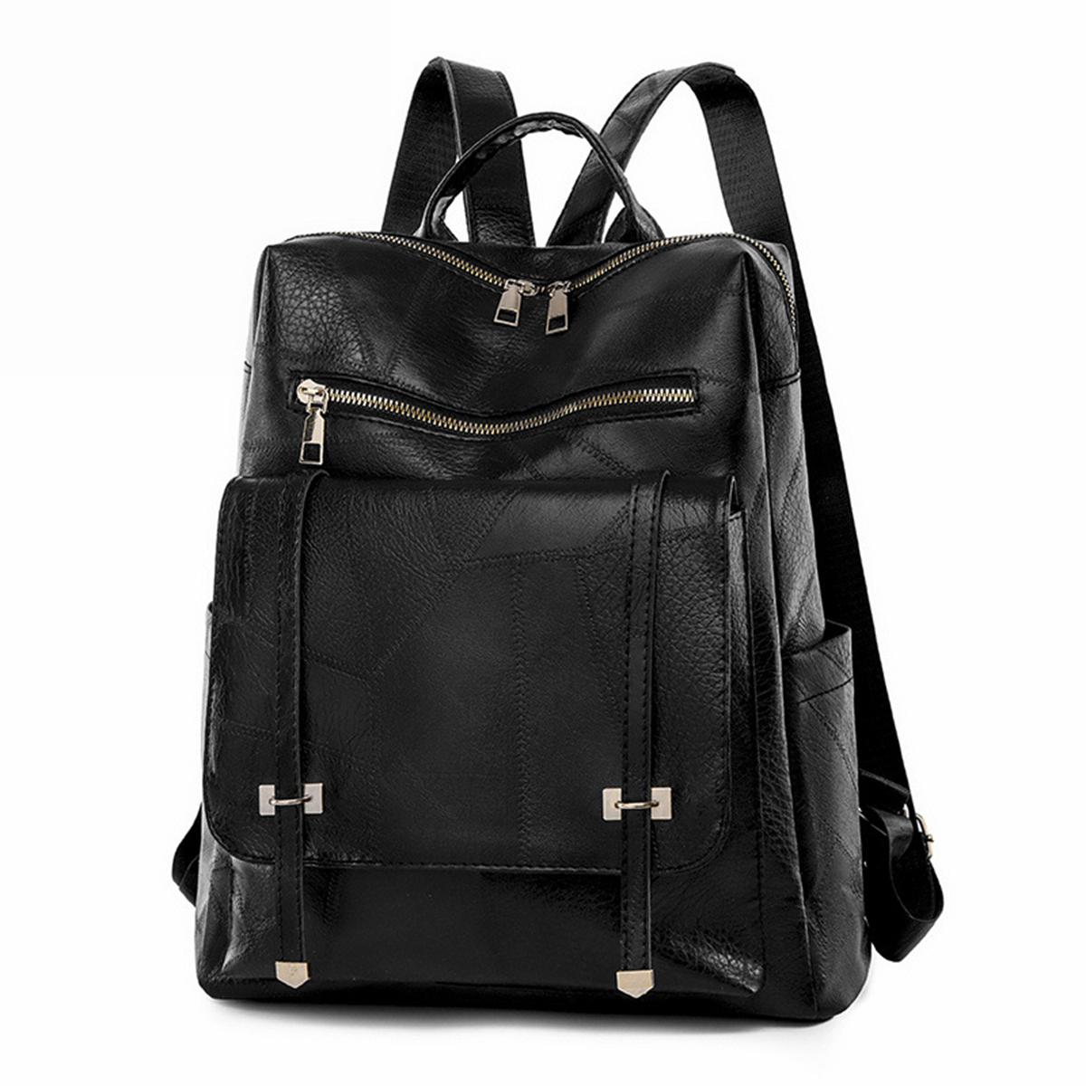 

Backpack Trendy Korean Edition Fashion Solid Color Women s Backpack Casual PU Soft Leather Anti Splash Travel Bag-LJX