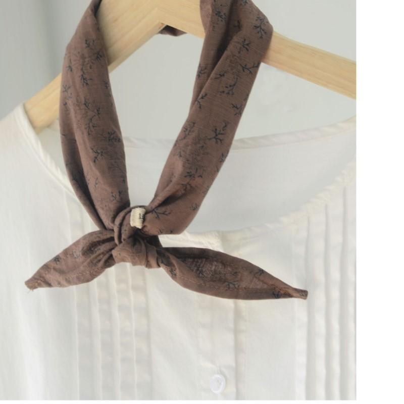 Johnature Korean Floral Triangle Scarf Four Seasons Versatile Casual Print Decorative Scarfs Women