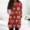 Womens Tops V-neck 3/4 Sleeve Blouses Casual Mid-length Shirts Fashion Christmas Print Tunic Tops With Pockets