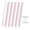 6Pcs 12mm Glass Straw High Borosilicate Reusable Drinking Straw Set Bubble Tea Milk Smoothies Cocktails Bar Accessories