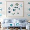 Handcrafted Wooden Fish School Wall Art Hanging Sculpture Ornaments Set For Coastal Nursery Decors Beach Theme Design