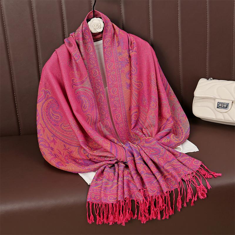 Winter Warm Paisley Scarf Women Jacquard Cashmere Scarves Flowers Pashmina Shawl Female Tassel Blanket Hijab Wraps Shawls