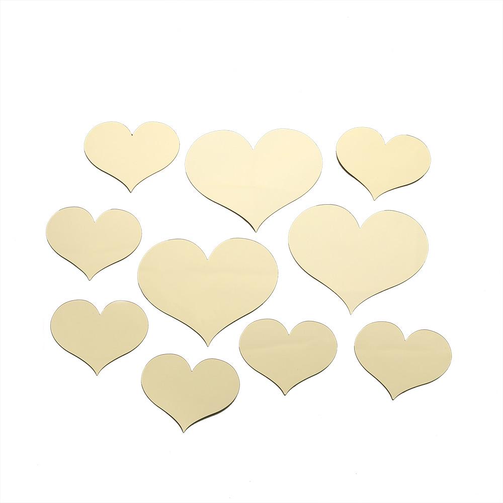 10pcs Love Heart Acrylic 3D Mirror Wall Sticker Mural Decal Removable Stickers