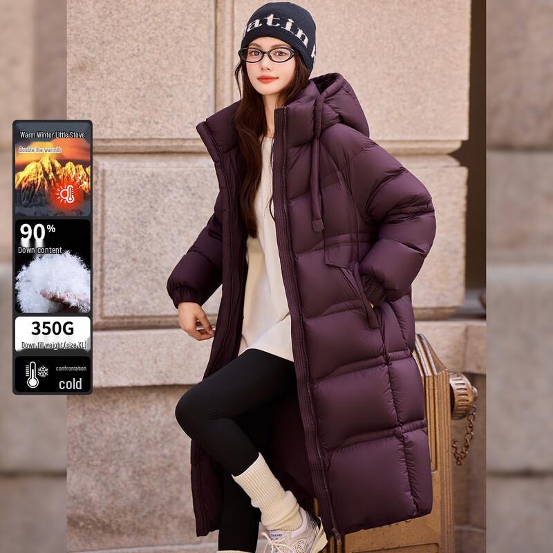 Bailuyu Damen Lang 90% Entendaunen 3-Proof Stehkragen Wintermantel