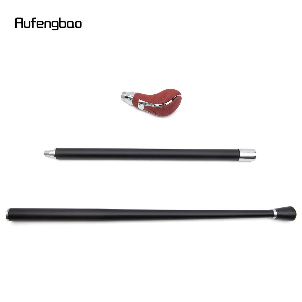 Roter Leder-Silber-Gehstock, modischer dekorativer Gehstock, Gentleman, eleganter Cosplay-Gehstock, 92 cm