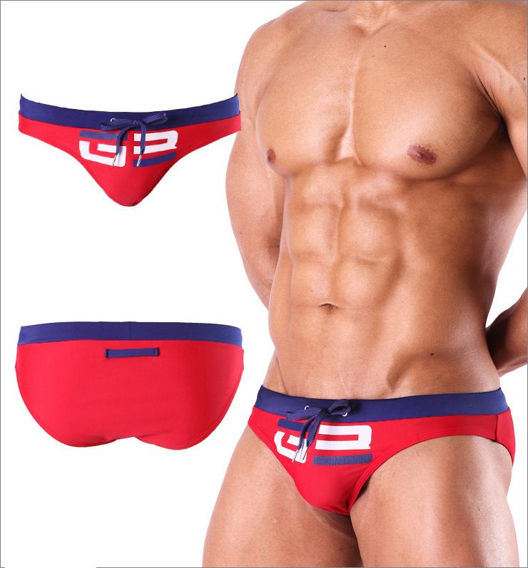 

Мужские плавки-слипы с цветными блоками - Модные пляжные бикини-плавки L красный