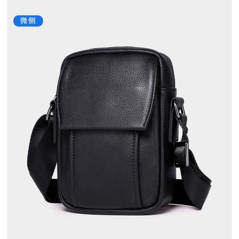 Men's Leather Crossbody Bag Fashionable Casual Trend Shoulder Waterproof Top Layer Cowhide Soft Vertical Style