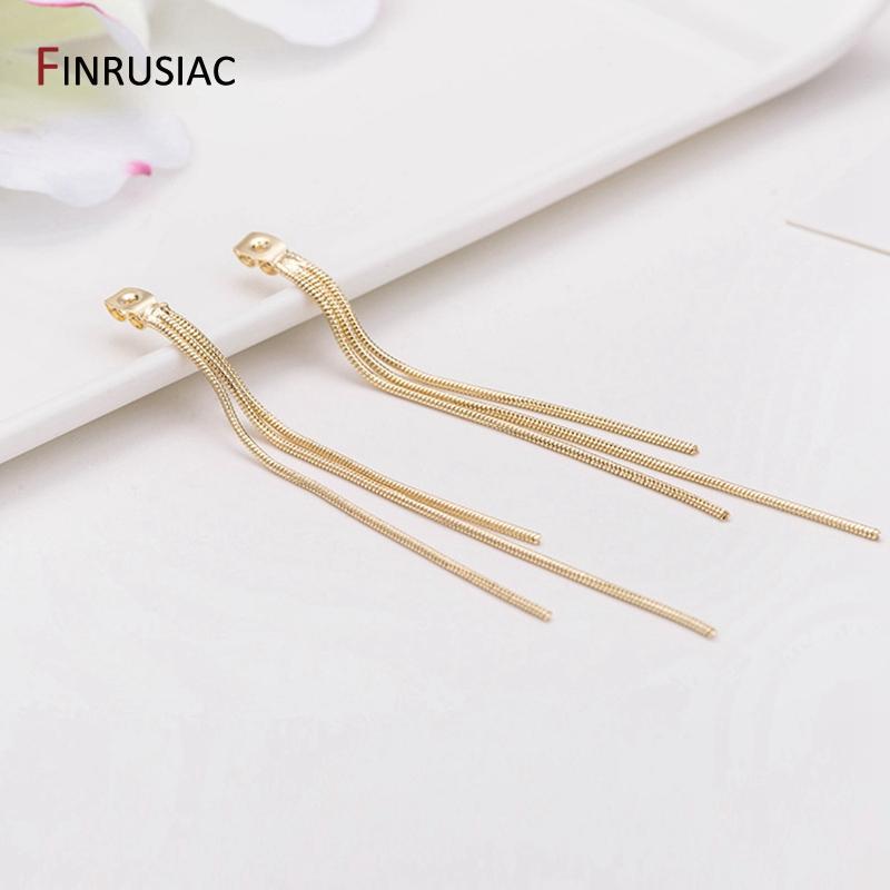 

DIY Making Earrings Findings 14k Gold Plated Brass Tassel Chain Earring Backs Stopper Earnuts Accessories 2 pcs