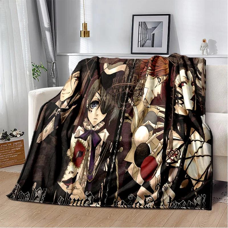 שמיכת קריקטורה אנימה תלת מימדית בלאק באטלר, שמיכת פליז רכה לבית, לחדר שינה, למיטה, לספה, לפיקניק, לנסיעות, למשרד, לכיסוי מנוחה, שמיכת ילדים