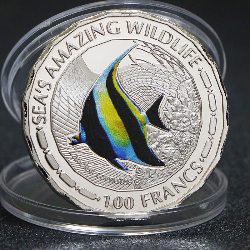 African Tropical Fish Commemorative Coin, Marine Animal Gold and Silver Coins, Clownfish Commemorative Silver Coins, Foreign Currency, Coins