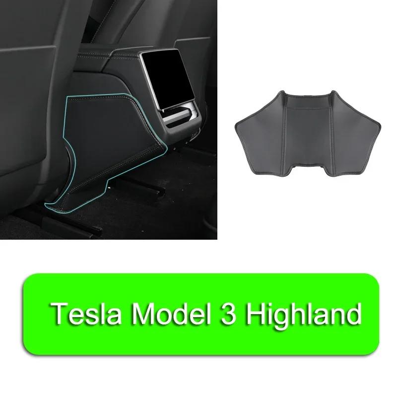

For Tesla Model 3 Highland 2024+ Central Armrest Box Rear Seat Child Anti-Kick Pad Anti Dirty Mat Back Air Vent Protection Cover 1PC Black