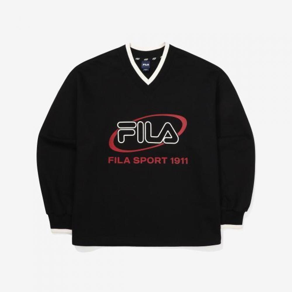 Fila Big Logo V Neck Sweatshirt blacks/95