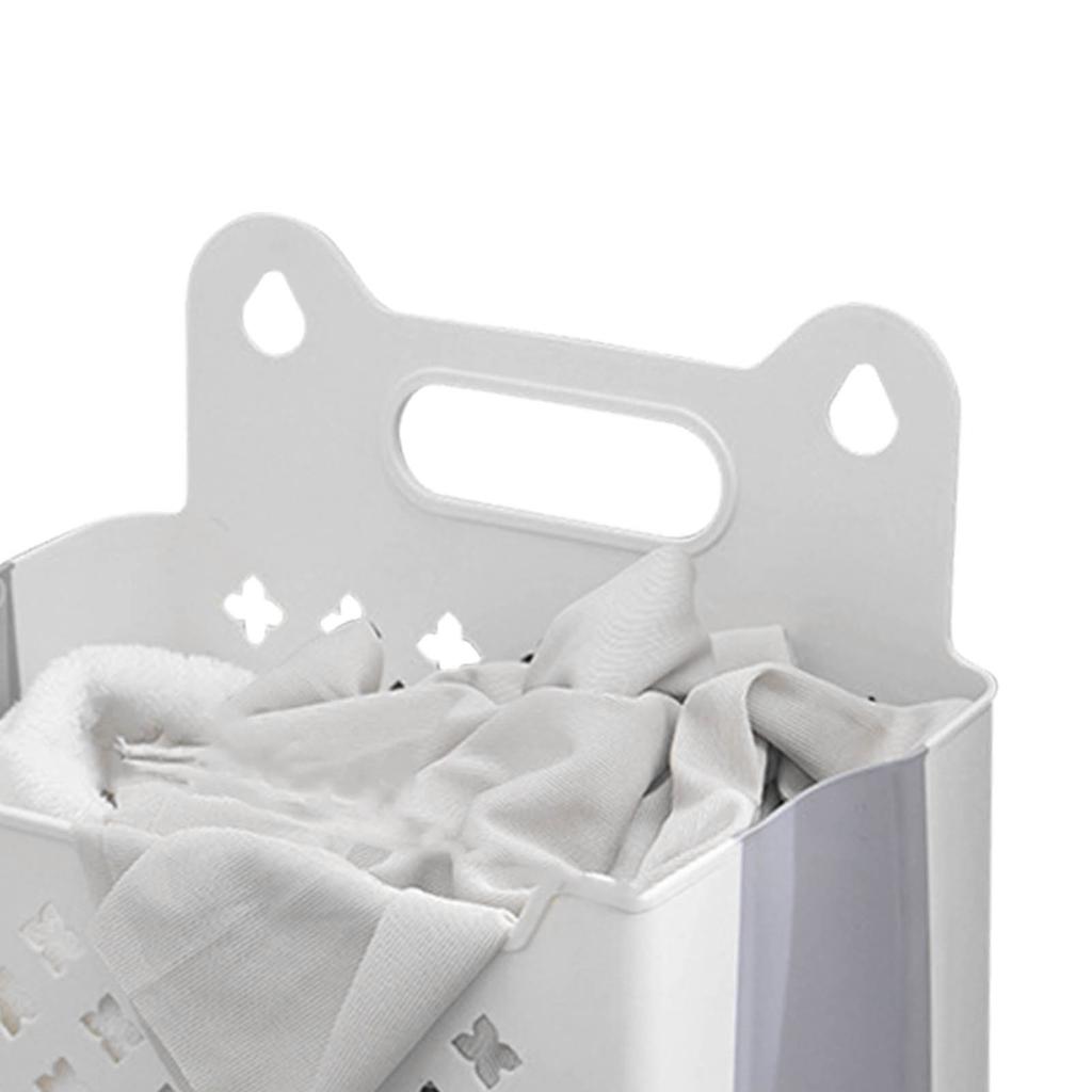 Wall Mounted Collapsible Laundry Basket Large Capacity Hanging Folding Laundry Hamper for Home White L