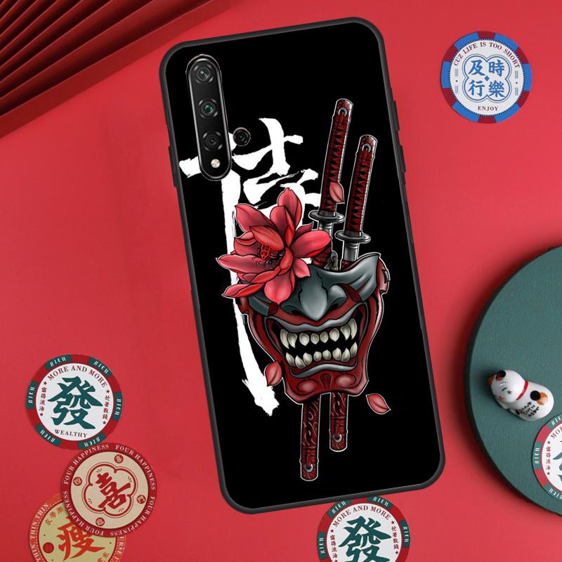 Samurai Oni Mask For Huawei Nova 12s 7i 8i 11i 12i Y73 Y70 Y90 Y60 Y72 Y61 Y91 9 10 SE P30 Pro P40 Lite Case