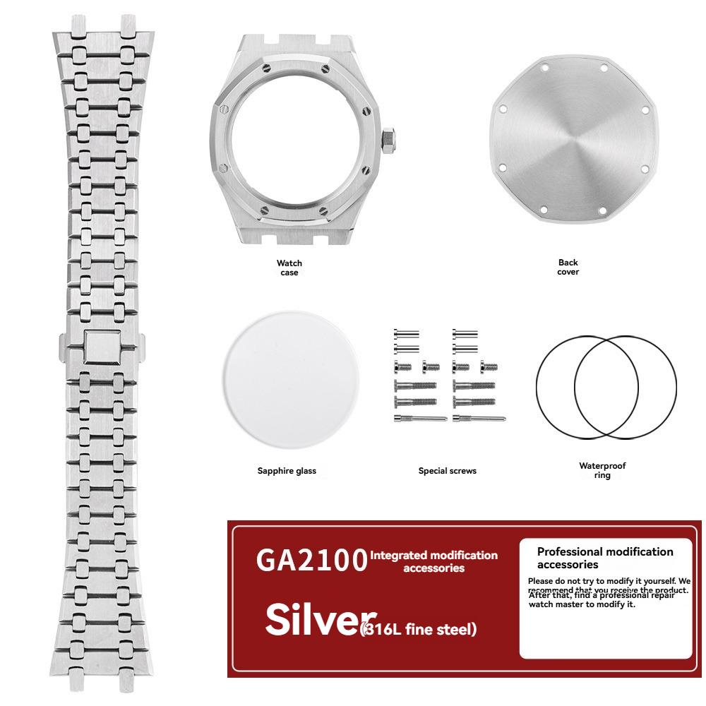 

316L Stainless Steel Strap case set For Casio G-SHOCK GA2100 GA-2100 Modified Titanium Metal Bezel WatchBand bracelet mod kit For GA 2100