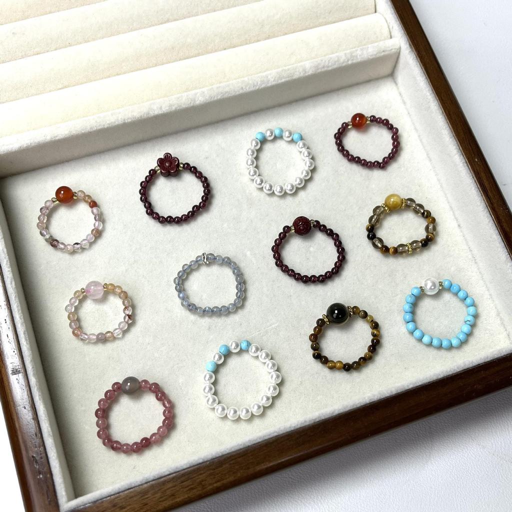 Versatile Women's Elastic Cord Beaded Finger Ring Accessory