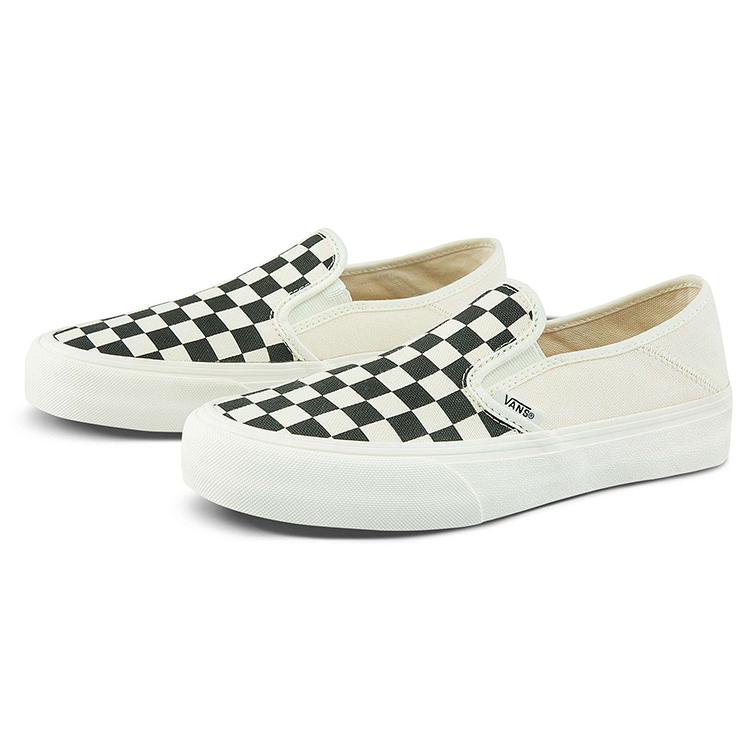 Vans Slip On Grid Breathable Non Slip One Pedal Low Top Canvas Skate Shoes Unisex Black White VN0A3MVD42E