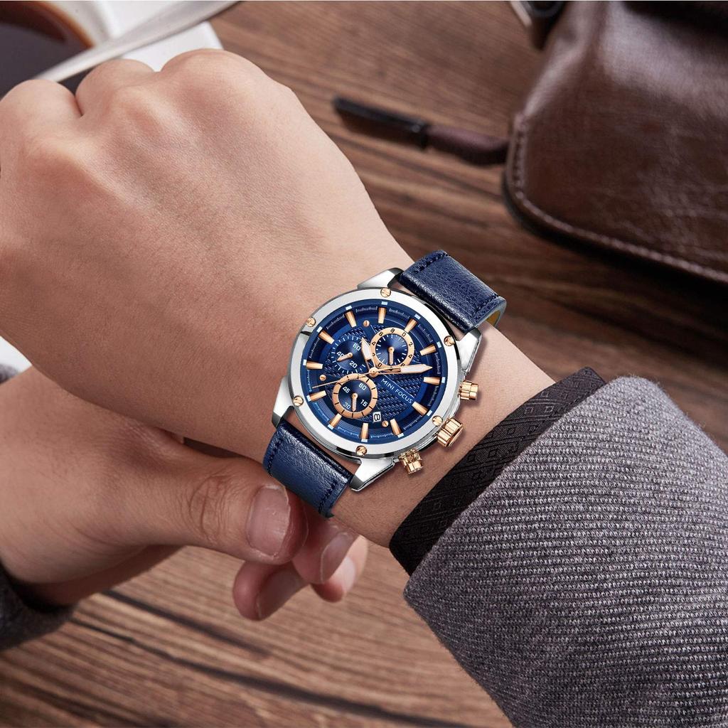 Montre pour homme avec chronomètre, affichage de la date, mouvement à quartz étanche, design élégant et simple, parfaite pour étudier, travailler ou porter au quotidien, analogique,