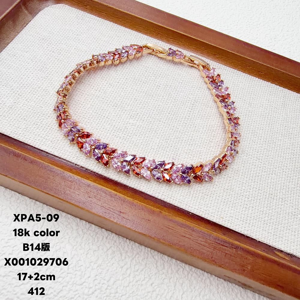 XUPING Jewelry Iced Out Synthetic CZ Colorful Gemstone Artificial Stone Clasp Gold Color Plated Pink Women Heart Tennis Bracelet