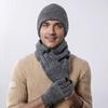 Outdoor Winter Gear for Cycling Travel Hat Scarf Gloves Set Adults, Cozy Knitted Hat, Warm Unisex Large Heads Neck Warmer Men Women Cold Weather